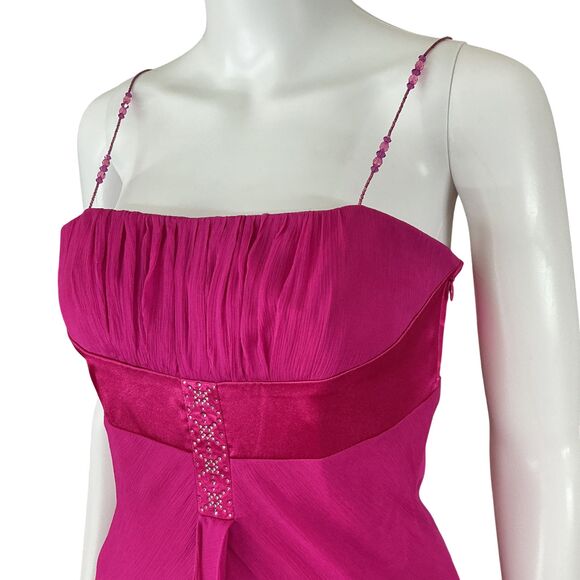 Vintage Silk Slip Dress Size 2 Pink Rhinestone Asymmetric Shelli Seagal Y2K 90s - Picture 4 of 16